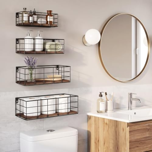 Fixwal Wire Frame Floating Shelves for Wall Storage 4 Different Sizes