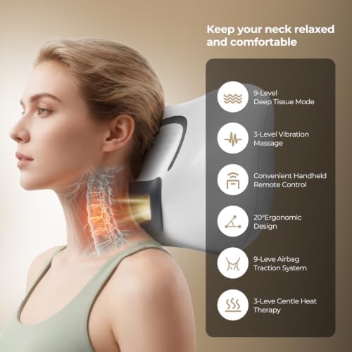 4in1 Cervical Traction Posture Corrector, Neck Stretcher with Heat & Remote