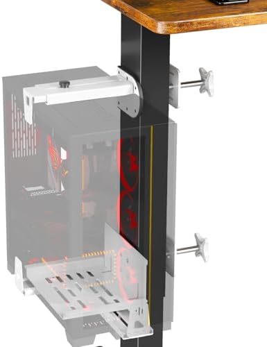 JOY worker Under Desk PC Mount with Protective Arms, Clamp-On Leg CPU Mount