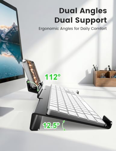 Vaydeer 2-in-1 Metal Keyboard Stand with Phone Stand for Desk