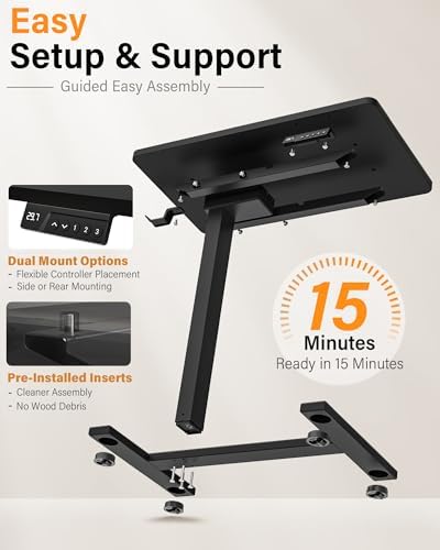 FiCiHi 28 Inch Small Electric Standing Desk, Adjustable Mobile Laptop Desk