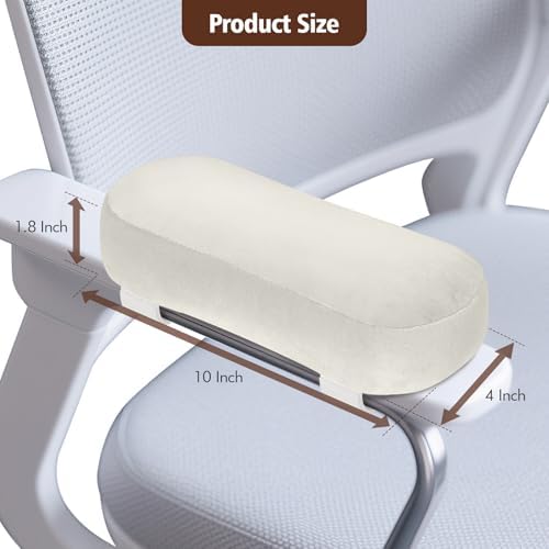 2-Pack Non-Slip Armrest Pads for Office & Gaming Chairs - Ergonomic Forearm Support Pillow for Desk, Computer & Wheelchair, Pressure Relief Cushions (Ivory)