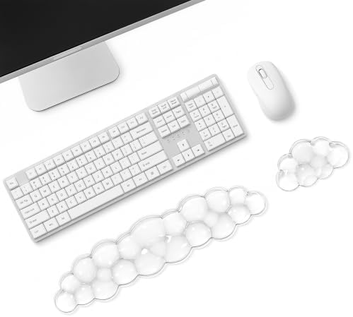 Moko Gel Cloud Wrist Rest for Keyboard and Mouse, Clear White