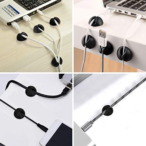 CHEFBEE 8 Pack Adhesive Cable Clips Cord Organizer for Desk, Black