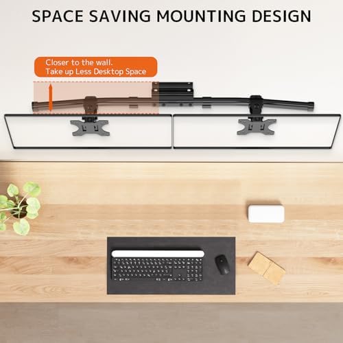 Dual Monitor Wall Mount, Horizontal Assembly Mount for 2 Monitor Screens up to 35 inches, Max. 10kg per Arm, VESA 75x75/100x100mm,Black