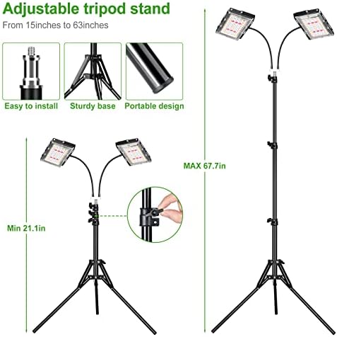 LBW Grow Light for Indoor Plants, Dual-Head Full Spectrum LED Plant Light