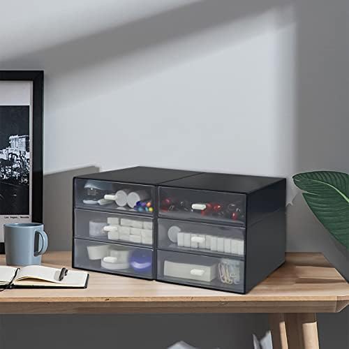 Desk Organizer with Drawer, Desk Storage Box (3 drawer, Black)