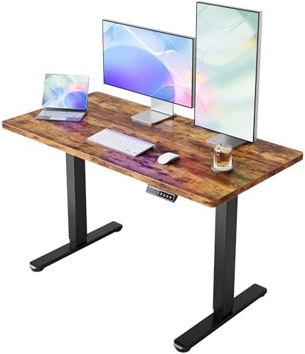 HUANUO 55x28 Inch Electric Standing Desk, Height Adjustable, Rustic Brown