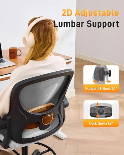 LukkDys Drafting Chair with Arms, Tall Office Chair for Standing Desks
