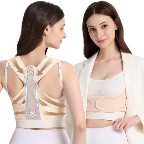 Posture Corrector for Women, Back Brace Shoulder Straightener Beige L/2XL