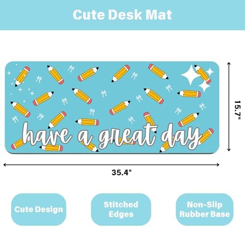 Cute Desk Mat for Teacher Large Mouse Pad for Keyboard and Mouse 35.4x15.7