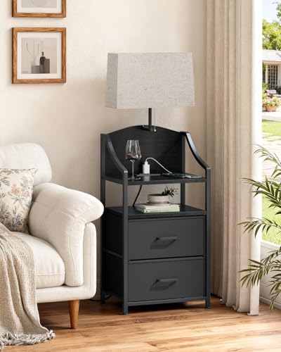 Evermagin 45" Tall Night Stand with Charging Station & Light