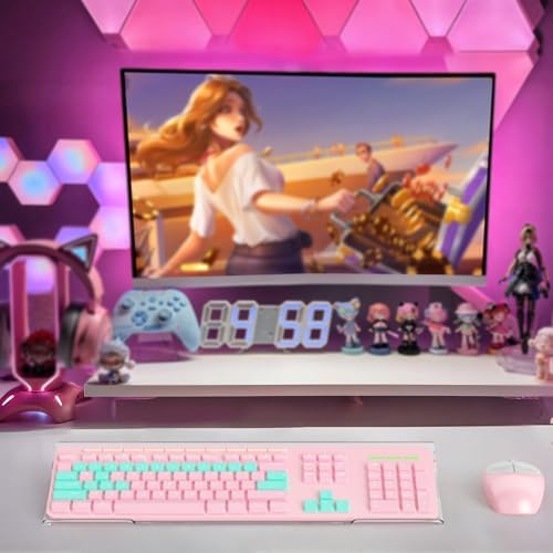 BEEGO Ergonomic Computer Keyboard Stand - Clear Acrylic Keyboard Riser Tilted Keyboard Holder Keyboard Tray with Lightpink Non-Slip Strip for Easy Typing at Home School Office Desk Accessories