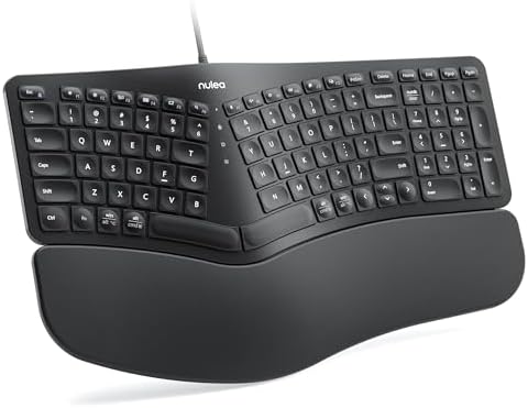 Nulea Ergonomic Split Keyboard Wired with Wrist Rest and USB-C Connection