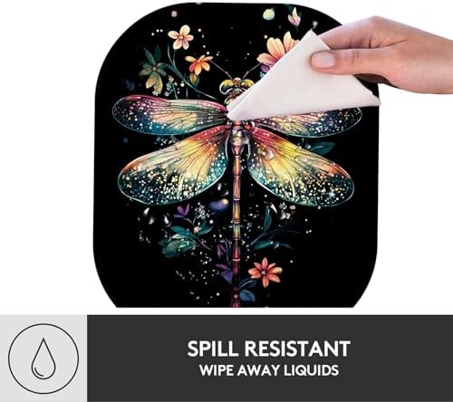 Small Mouse Pad，Mini Mouse Pad 6 x 7 Inch，for Laptop Keyboard Tray Wireless Mouse Home Office Travel，with Non-Slip Rubber Base, Waterproof Mouse Mat，Colorful Dragonfly with Flowers