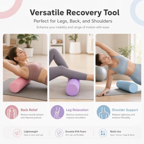 12 Inch EVA Soft Dot Foam Roller for Balance Exercise & Yoga，Purple：18in