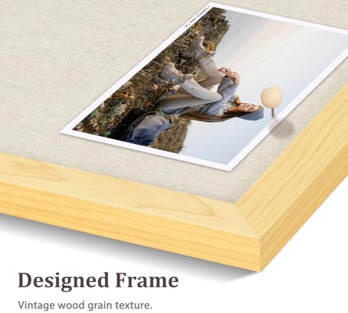 DOLLAR BOSS Bulletin Boards with Linen, 24"x18" Cork Board, Natural Wood