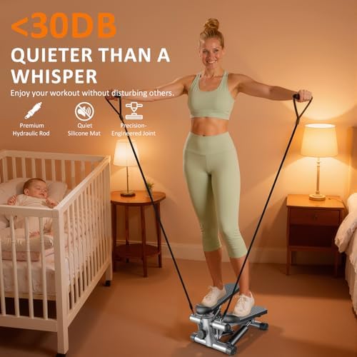 Stair Stepper with Resistance Bands for Home Exercise, Mini Stepper Machine for Indoor Fitness, Portable Home Gym Stepper for Full Body Workout, 300LBS Capacity