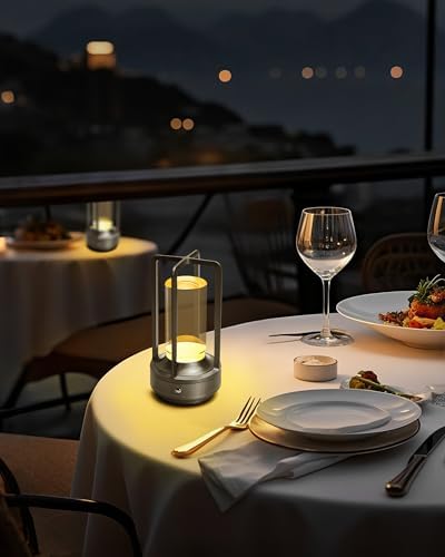 Set of 2 Cordless Table Lamps Rechargeable Desk Lamps Silver