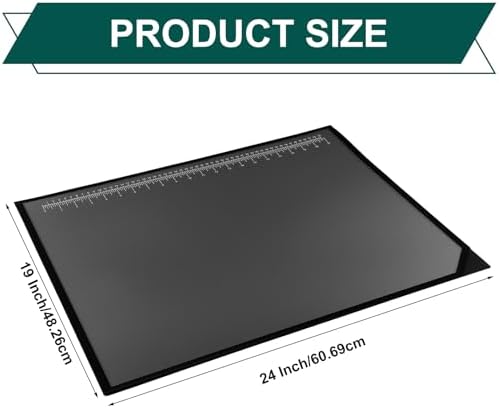 Colingmill 24 x 19 Inch Black Desk Pad with Clear Ruler Overlay