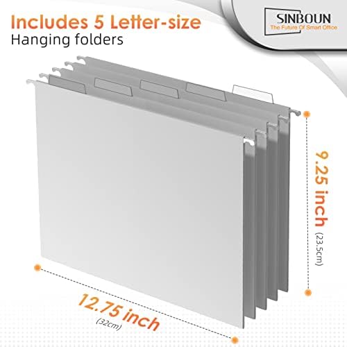 Sinboun Hanging File Organizer Includes 5 Hanging Folders for Office, Black