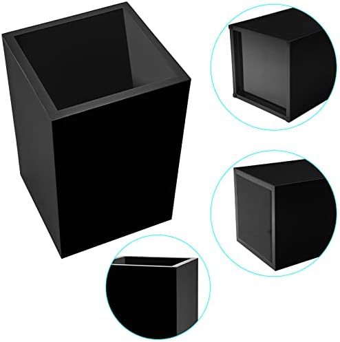 2 Pack Black Acrylic Pencil Pen Holder Cup,Desk Accessories Holder,Makeup Brush Storage Organizer,Modern Design Desktop Stationery Organizer for Office School Home Supplies,2.6x 2.6x 4 inches