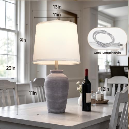 Ceramic Table Lamp Touch Control Bedside Lamp Dimmable, Mauve Taupe