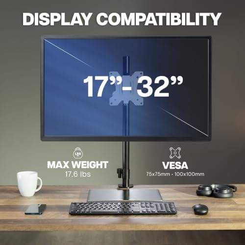 VIVO White Pole Mount Monitor Arm for 17 to 32 in Screen, MOUNT-POLE01AW