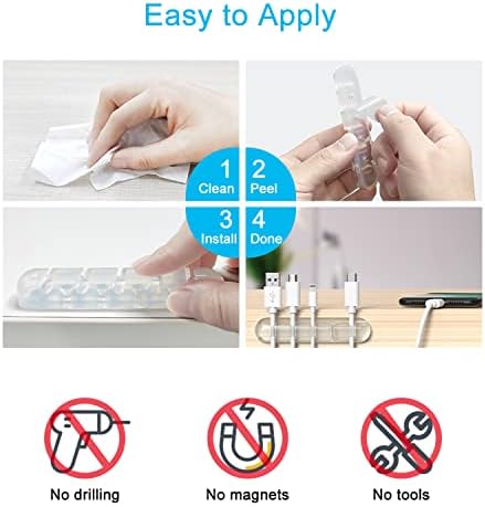 INCHOR Cord Organizer, Clear Cable Clips Cable Management, Cable Organizers USB Cable Holder Wire Organizer Cord Clips, 2 Packs Cord Holder for Desk Car Home and Office (5, 3 Slots)