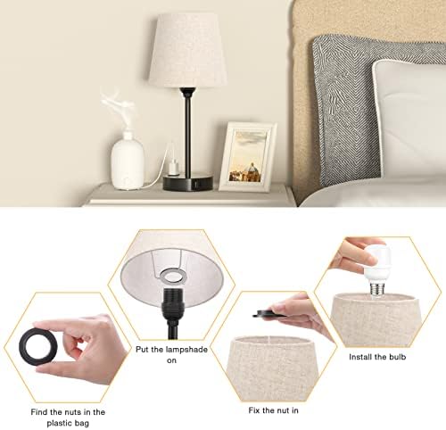 Bedside Table Lamps Set 2 for Bedroom - Dimmable Touch, USB C+A, AC Outlet