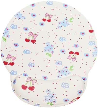 Lily Floral Mouse Pad Wrist Support Wrist Rest, Flower Ergonomic Mouse Pad with Non-Slip Base for Office Gaming Working Computers,Desk Accessories Pain Relief Mouse Mat, Cherry