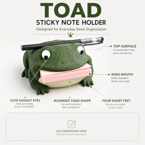 Toad Sticky Note Holder, 3D Printed Desk Organizer