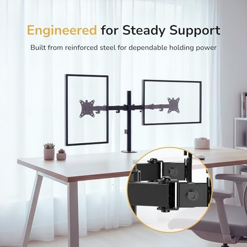 Mount-It Dual Monitor Arm, Heavy Duty Desk Mount for 2 Screens 13-32 in