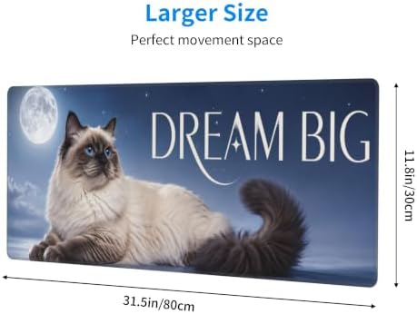 Ragdoll Cat Gaming Mouse Pad Large Mouse Pad 11.8x31.5 in Navy Blue