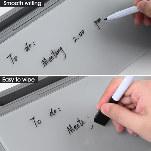 Varhomax Glass Desk Whiteboard Gray with Calculator