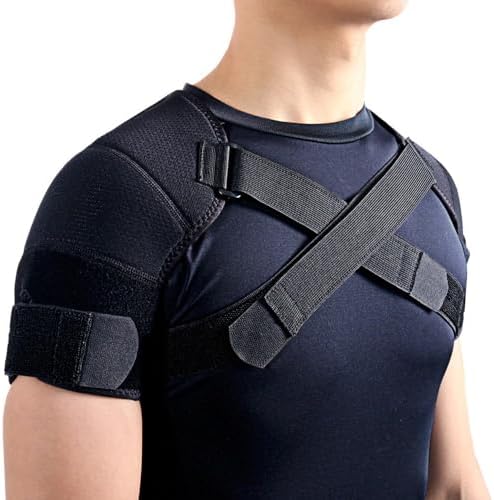 Kuangmi Double Shoulder Support Brace Strap Wrap Neoprene Protector,M