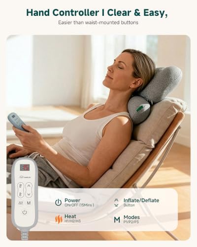 Snailax Cordless Cervical Neck Massager Pillow with Gentle Heat, Grey