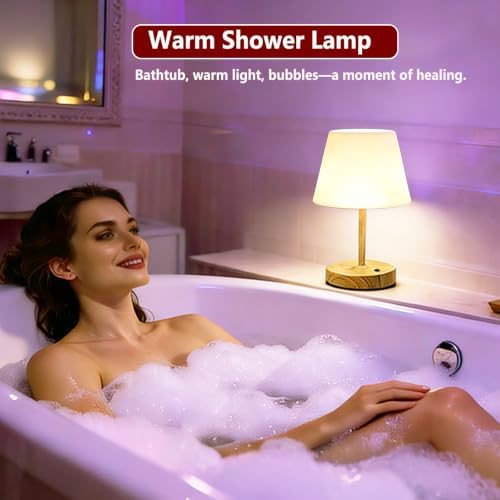 Rechargeable Table Lamp, Portable Shower lamp (Metallic Wood-2pcs)