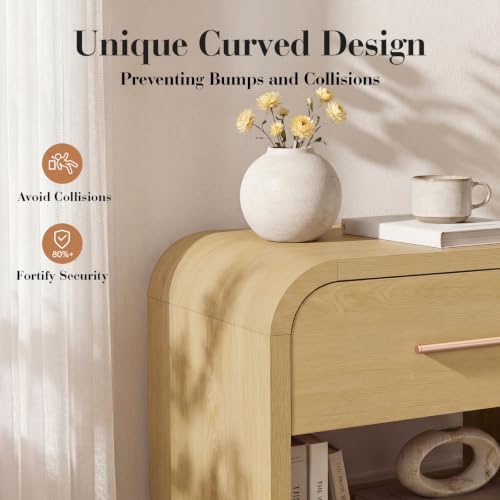 Night Stand Set of 2, 1-Drawer and 1 Storage Shelf