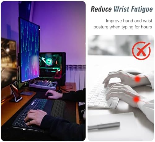 Wrist Rest with Keyboard Stand, Computer Wrist Support Pad,Ergonomic Tilted Keyboard Holder, Soft Memory Foam Desk Cushion, Palm Hand Typing for Office Home School (Starry Sky)