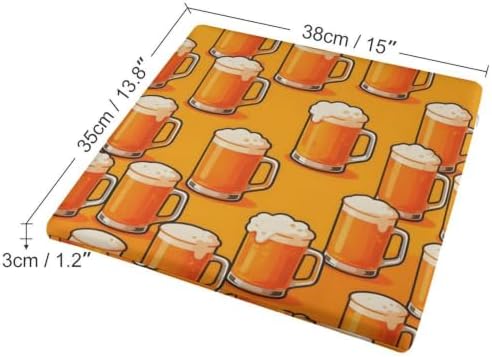 Breathable Square Chair Pad Memory Foam Cushion Beer Mug Pattern