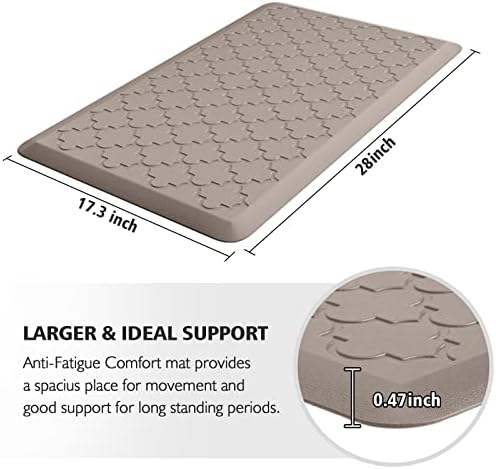 WISELIFE Kitchen Mat, Cushioned Anti Fatigue Floor Mat, 17.3"x28" Khaki