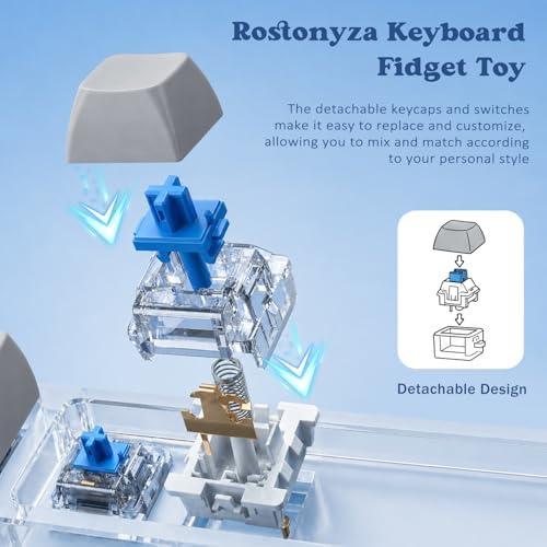 Keyboard Fidget Toy, Creamy Fidget Clicker Keyboard Fidget Keychain, Button Fidget Gifts for Adults, Boost Focus & Ease Anxiety Anywhere — Perfect Stress-Relief Gift (3×3 Grid Layout E)