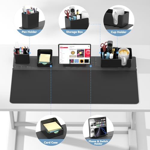 KDD Mouse Pad - Desk Mat with Phone Holder - Gaming Mousepad with Ultra-Smooth Surface, Non-Slip Base - Keyboard Mat for Home Office Gamer Accessories