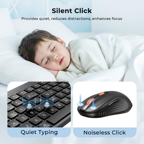 MEETION Bluetooth Keyboard and Mouse Combo, Silent Multi-Device, Black