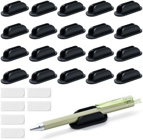 20 Pack Adhesive Pencil Holders for Desk,Silicone Flexible Pen Holder for Wall, Office, School,Home,Classroom Must Haves,Teacher Supplies Accessories,Desk Organizer,Art Supply,Small Gift ﻿