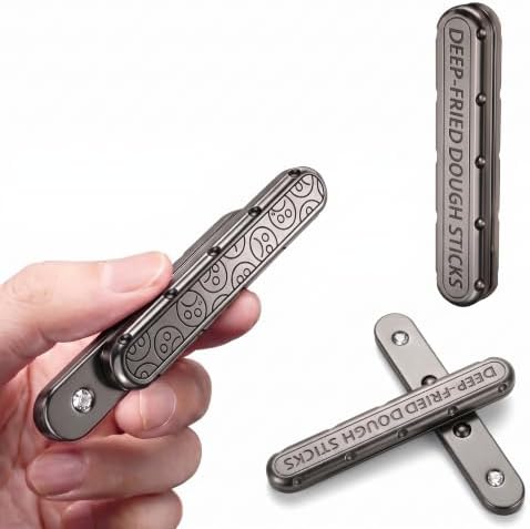 Puffpop-Magnetic Fidget Slider EDC Metal Fidget Toy for Adults – Push Pull Rotate Stress Relief Desk Toy for ADHD Anxiety Relief, Quiet Office Pocket Fidget Toy- Gold (Grey)