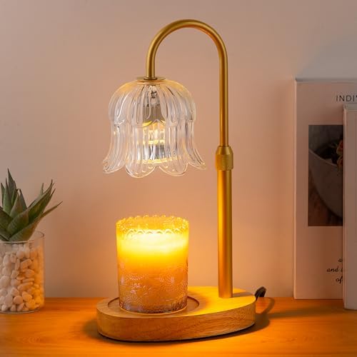 CRMILL Candle Warmer Lamp Electric Timer - Candles Height Control Dimmable Warmers Scented Lamps No Flame Heat Warm Melt Wax Jar Modern Home Decor Table Lights for Home Living Bedroom
