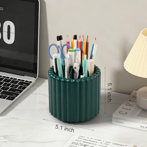 Anyoifax Rotating Pen Holder for Desk Removable Pencil Cup, Small Teal Blue