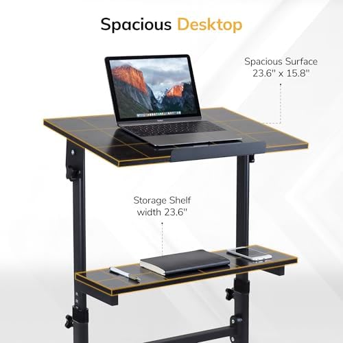 Mount-It! Rolling Podium Stand, Height Adjustable Lectern for Classroom